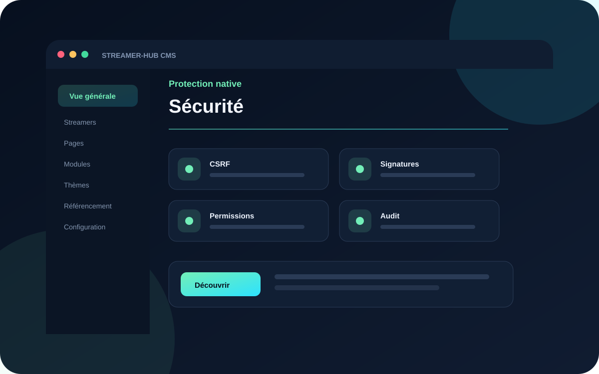 Sécurité de Streamer-Hub CMS
